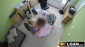 Beautiful blondie bent over and fucked hard in office