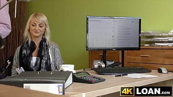Beautiful blondie bent over and fucked hard in office
