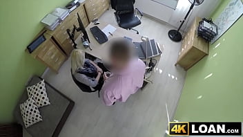 Beautiful blondie bent over and fucked hard in office