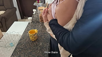 thumb a stepdaughter  is surprised while having brea ile having brea ile having break