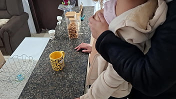 thumb a stepdaughter  is surprised while having brea ile having brea ile having break