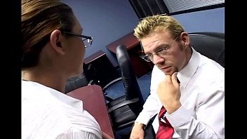 Secretary office sex in a bra garter and stockings
