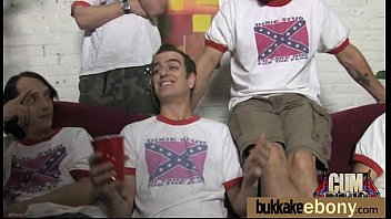 Ebony babe sucks too many white cocks 17