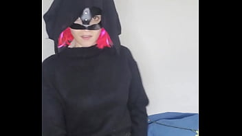 See my passionate self-pleasure with a kitty mask and big tits