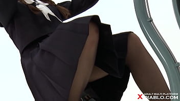 Bicycle upskirt in uniform