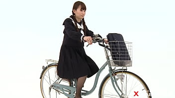 Bicycle upskirt in uniform
