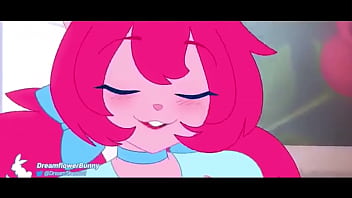 Cute pink bunny teasing