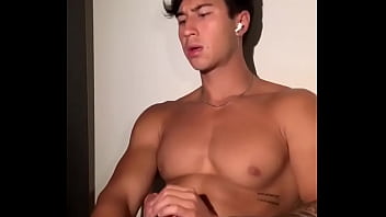 Handsome guy cums
