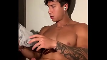 Handsome guy cums