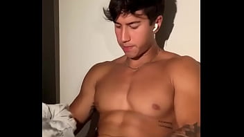 Handsome guy cums