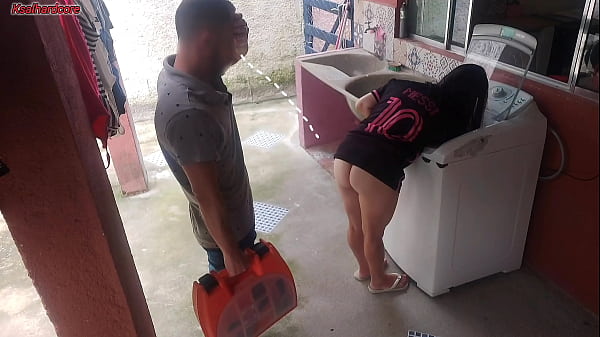 Married housewife pays washing machine technician with her ass while husband is away Thumbnail
