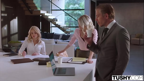 TUSHY Blonde hottie Scarlett has anal fun with her boss