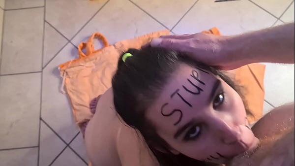 Stupid whore gets b. face fuck | slapped | spat and pissed on