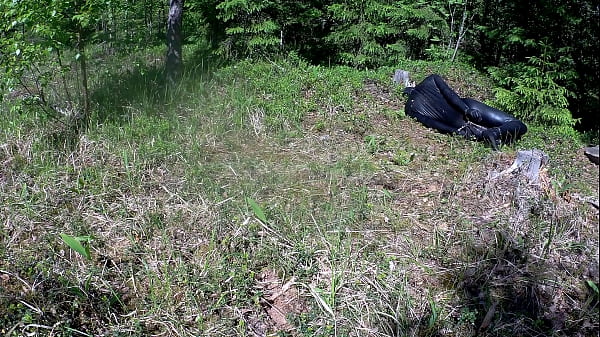 Outdoor hogtie in hot summer day.