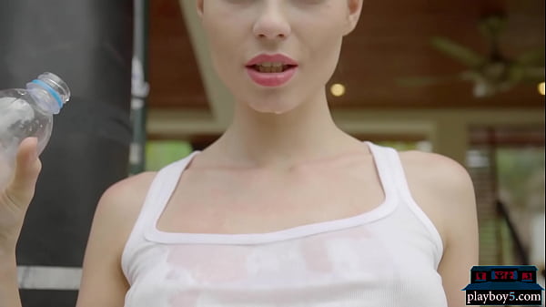 Petite Russian model with a sexy ass gets naked after boxing