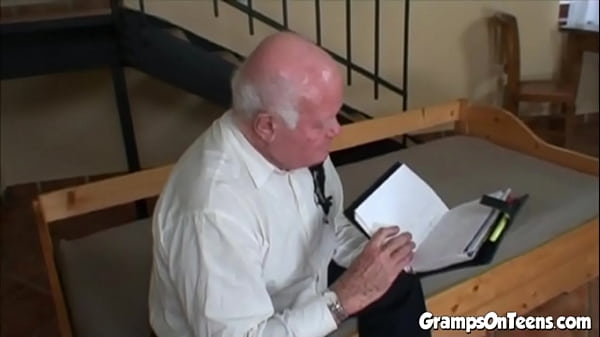 Petite brunette teen rides oldie