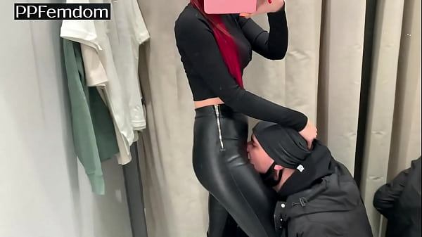 Public Pussy Worship and Ass Kissing In Leather Pants Femdom Petite Princesses