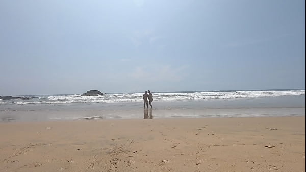 Walking nude freely & having fun on public nudist beach