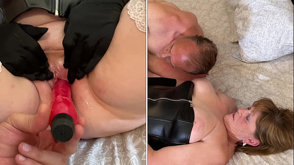 Elegáns vibrátorral készülő nagymama