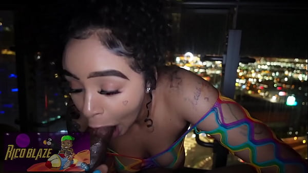 Ariel Love sucks and fucks huge dick on balcony
