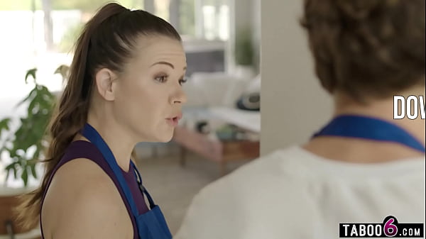 Married latina maid cheats with wealthy homeowner with husband right there