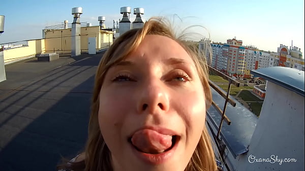 Nude MILF masturbation in a porch and fucking on a roof