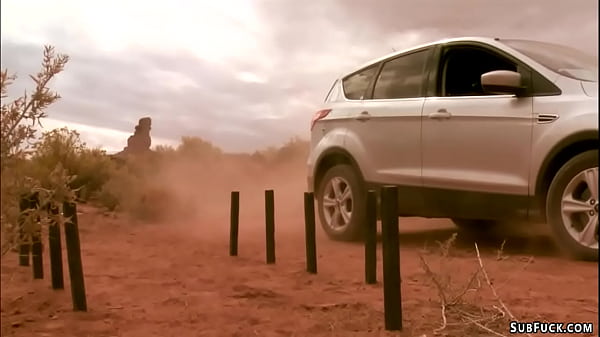 Deviant couple torment babe in desert