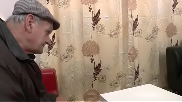 Horny brunette fucks old man in waiting room