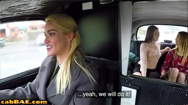 Blonde cabbie licking and fingering with lesbo chicks