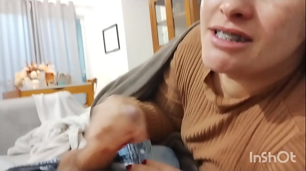 Redhead playing on the couch sucking and taking dick in her pussy and getting milk Thumbnail