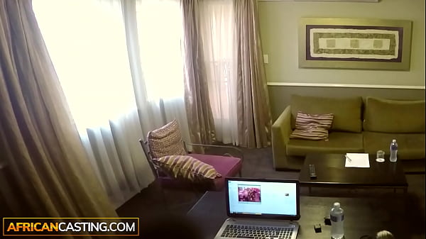 Tight Black Slut in Fake Job Casting Eating White Cock Cumshot