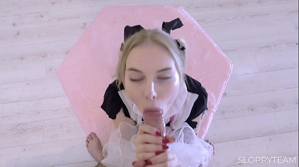 Insane Blowjob Big Cock Deep Throat Drool Sloppy Messy Pigtails Blonde Thumbnail