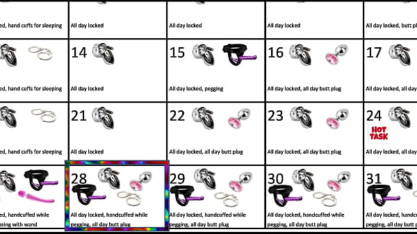 Locktober 2020 - The tasks that each proper chastity slave should perform that month of the year. You have to follow all the tasks consistently. You must not skip any task. Any task you miss for whatever reason, means your dick stays locked an extra day.