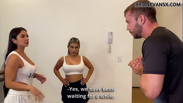 A hot Latin Milf and a blonde with big tits fuck the yoga instructor in a threesome