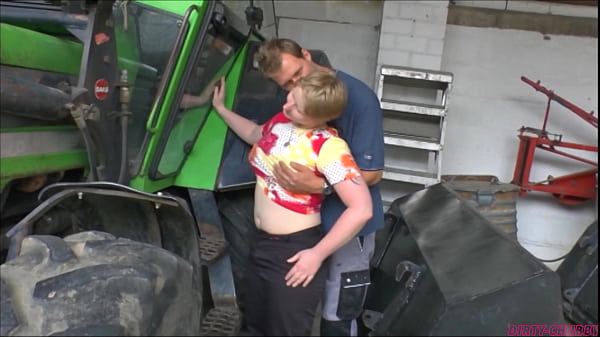 Ugly chubby blonde garage boss fuck her employee, eating his cum