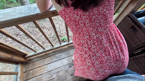 redhead slut grinds on cock outdoors Thumbnail