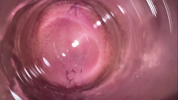 Camera deep inside Mia's teen creamy pussy