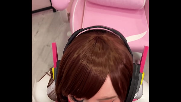Tiktoker Girl Cosplay D.Va from Overwatch and Sucks Dick till Facial