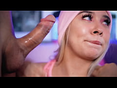  - Horny blonde sucks her stepbrother's cock while her parents are away