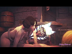  - Starwars Hentai Threesome Ahsoka Leia 3D 4K - Lick and suck a dick with cumshot in a mouth and fuck both at same time