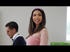  - Stepdaughter feeling frisky decides to have some fun with her stepdads cock until he creampies her