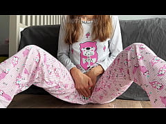  - big squirt asian teen in pajama masturbate shaved pussy closeup