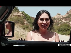  - Big tits brunette TS ass fucked by stranger