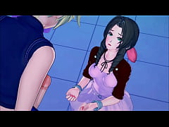  - Aerith rides Cloud's dick in the bathroom before getting creampied against a wall. Final Fantasy 7 Hentai.