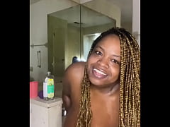  - Ebony babe solo riding pumpkin dildo