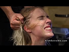  - Blonde slave trains deep throat fuck