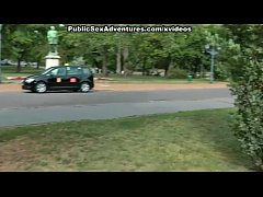  - Nasty brunette in public blowjob