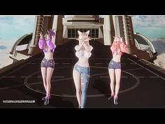  - [MMD] Unis - Curious Ahri Akali Seraphine Hot Kpop Dance League of Legends Uncensored Hentai